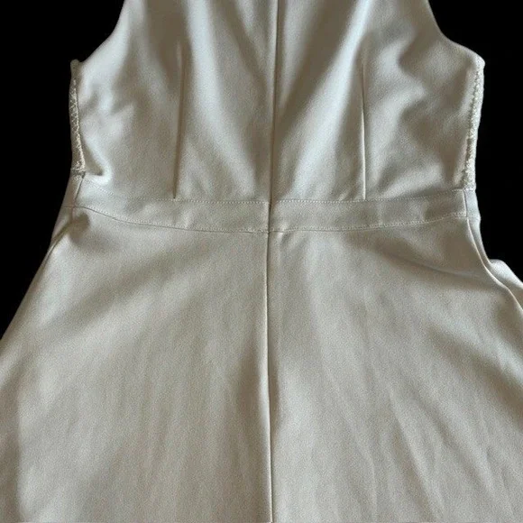 Ann Taylor Ponte Knit Crochet Dress Sleeveless Fit and Flare Cream Sz 6 - Picture 11 of 15